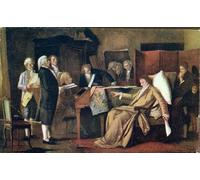 IPLUPJDY Lienzo Poster Clásicas Poster Cuadro Sobre Lienzo Mozart dirigiendo su Réquiem en su lecho de muerte por Mihály Munkácsy para Decoración de Paredes 60x90cm