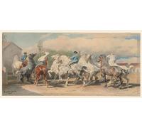 IPLUPJDY Lienzo Poster Clásicas Poster Cuadro Sobre Lienzo Regreso de la Feria del Caballo de Rosa Bonheur para Decoración de Paredes 60x90cm