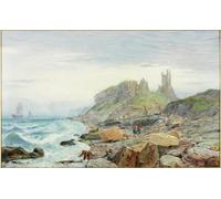 IPLUPJDY Lienzo Poster Clásicas Poster Cuadro Sobre Lienzo Ruina de un torreón de Northumbria por Charles Napier Hemy para Decoración de Paredes 60x90cm