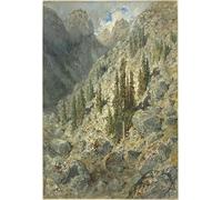 IPLUPJDY Lienzo Poster Clásicas Poster Cuadro Sobre Lienzo un valle alpino con árboles y rocas de Gustave Dore para Decoración de Paredes 60x90cm