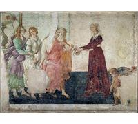 IPLUPJDY Lienzo Poster Clásicas Poster Lienzo Arte Cuadro Giovanna Tornabuoni y las Tres Gracias ante Venus de Sandro Botticelli para Decoración de Paredes60x90cm