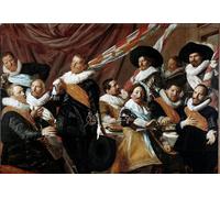 IPLUPJDY Modernos Cuadro Famosa Pintura Reproducción el Banquete de los Oficiales del Cuerpo de Arqueros de San Jorge de Haarlem Pintura de Frans Hals para Decoraciones del Hogar 60x90cm