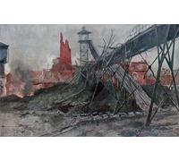 IPLUPJDY Pintura Mural Cuadro en Lienzo Lienzo Para Pared las minas de Liévin Calonne Pit Artois Francia Primera Guerra Mundial por Francois Flameng para la Decoración del Hogar del Dormitorio 60x90cm