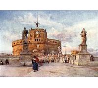 IPLUPJDY Pintura Sobre Lienzo Cuadro Famoso Impresión Imagen Castillo y Ponte Sant Angelo de Alberto pisa para Decoraciones del Hogar 60x90cm
