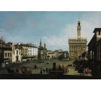 IPLUPJDY Pintura Sobre Lienzo Cuadro Famoso Impresión Imagen la Piazza Della Signoria en Florencia por Bernardo Bellotto para Decoraciones del Hogar 60x90cm