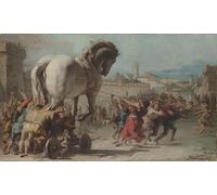 IPLUPJDY Pintura Sobre Lienzo Cuadro Famoso Impresión Imagen la Procesión del Caballo de Troya a Troya de Domenico Tiepolo para Decoraciones del Hogar 60x90cm