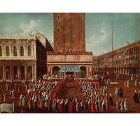 IPLUPJDY Pintura Sobre Lienzo Cuadro Famoso Impresión Imagen Lotería pública en Loggetta la Piazza San Marco Venecia por Gabriele Bella para Decoraciones del Hogar 60x90cm