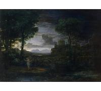IPLUPJDY Pintura Sobre Lienzo Cuadro Famoso Impresión Imagen Paysage Avec Jacob Luttant de Claude Lorrain para Decoraciones del Hogar 60x90cm