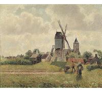 IPLUPJDY Vintage Lienzo Pintura Lienzo Impresión Pintura Clásicas Poster el Vieux-moulin en Knokke por Camille Jacob Pissarro para la Decoración del Hogar del Dormitorio 60x90cm