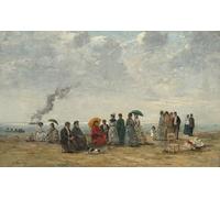 IPLUPJDY Vintage Lienzo Pintura Lienzo Impresión Pintura Clásicas Poster Figuras en la playa de Eugene Louis Boudin para la Decoración del Hogar del Dormitorio 60x90cm