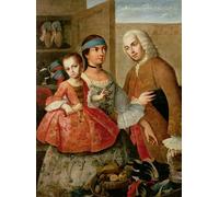 IPLUPJDY Vintage Lienzo Pintura Lienzo Impresión Pintura Clásicas Poster un español y su esposa india mexicana y su hijo por miguel cabrera para la Decoración del Hogar del Dormitorio 60x90cm
