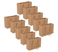 iplusmile 10 piezas Bolsa de Papel Kraft Portátil con Asa para Almacenamiento y Regalo Diseño Horizontal con Fuelle de Unidades para Fiestas y Embalaje Práctico