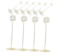 iplusmile 10 Piezas Estante De Mesa Alto Abrazadera De Tarjetas Colocar Soporte De Tarjeta Portafotos De Mesa Abrazadera De Mensaje Colocar Clip De Tarjeta Titular De La Imagen Golden Metal