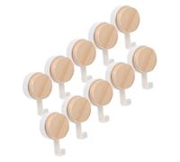 iplusmile 10 piezas Gancho Adhesivo de Madera Colgador Resistente para Pared Multiusos para Baño Cocina y Dormitorio Soporte Fuerte para Toallas y Llaves sin Taladro Acabado Liso y Duradero