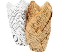 iplusmile 100 piezas Unidades Papel para Cupcakes Tulipán Resistentes al Aceite Moldes Desechables para Hornear Magdalenas Diseño Decorativo Aptos para Repostería y Pastelería