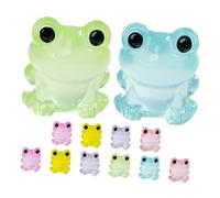 iplusmile 12 Piezas Miniatura Glow in The Dark Frog Statues Luminoso Mini Figuras Tiny Fairy Animal Figurinas para Terrario Fairy Garden Decors