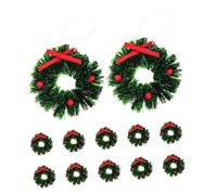 iplusmile 12 Piezas Miniature Christmas Wreaths Plastic Garland with Bows For Dollhouse Toy House Mini Ornaments and Wreath Making Decorations