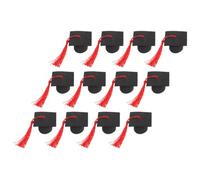 iplusmile 12 Piezas Recuerdos de Graduación Mini Birretes de Papel y Poliéster en Rojo, Decoración Ligera y Atractiva para Pastel que No Daña la Apariencia, Adecuado para Fiestas Infantiles
