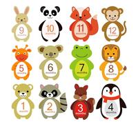 iplusmile 12hojas Vinilo Infantil Autoadhesivo Animales Para Bebés Pegatinas Mensuales Calcomanías Adorables Para Accesorios Fotográficos Para Recién Nacidos