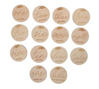 iplusmile 14 Piezas Tarjetas Mensuales de Madera para Bebés Set de Tarjetas de para Momentos Especiales el Primer Año Diámetro de Grosor de Accesorios Fotográficos para Recién Nacidos