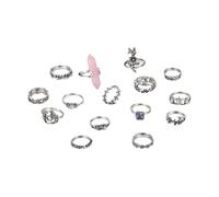 iplusmile 15 Piezas Conjunto de Anillos Apilables de Aleación con Diseño Floral Vintage y Cristales Anillos de Nudillo Ajustables para Mujer Joyería Elegante para Fiestas y Disfraces