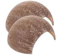 iplusmile 2 Cuevas Naturales de Cáscaras de Coco para Reptiles, Refugio Decorativo Marrón Detalles Realistas y Fácil de Transportar para Terrarios Interiores