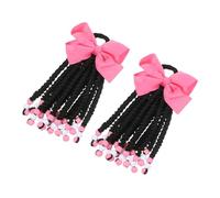 iplusmile 2 Extensiones De De Caballo Para Niñas De Colores Con Cuentas Trenzadas Color Rosa