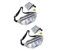 iplusmile 2 juegos Bolso de Cintura para Mujer Ajustable con Bolsa Holográfica y Monedero de para Deportes al Aire y Viaje