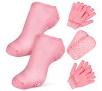 iplusmile 2 Juegos Guantes y Calcetines Hidratantes para Spa Diseño de Cobertura Completa con Emulsion de Gel Nutritiva para Suavizar y Reparar Piel Seca Manos y Pies Algodón Transpirable
