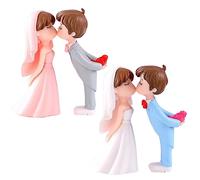 iplusmile 2 Pares Estatuas de Boda Decoración Romántica Hogar Boda Aniversario San Valentín Adorno Muñecos Novios