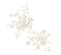 iplusmile 2 Pcs Peinetas de Novia Flores y Perlas, Accesorios para Cabello de Boda Elegantes y Ligeros para Novias y Acompañantes en Bodas