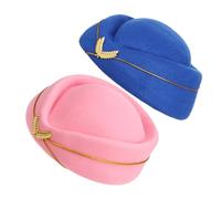 iplusmile 2 Piezas Air Hostess Beret Cap para Mujeres Gorro de de Elegante de Poliéster y Compacto para Disfraces Escénicas y Cosplay