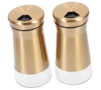 iplusmile 2 piezas Botellas de Especias para Hogar de Acero Inoxidable y Vidrio Salero y Dispensador de Pimienta Reutilizable y Portátil para Cocina y Barbacoas