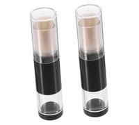 iplusmile 2 piezas Brochas Maquillaje Base con Aplicador Fundación Integrado y Envase Recargable Cepillo Polvo Compacto Portátil para Colorete y Retoques Diseño todo Uno para Viaje