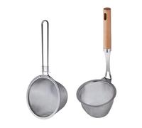 iplusmile 2 piezas Colador Inoxidable Cocina y Hot Pot con Mango de Madera y Gancho para Colgar Filtro Resistente y Ligero para Escurrir y Colar Alimentos