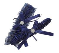 iplusmile 2 piezas Conjunto de Ligas de Novia de Encaje para Bodas Ligas Color Azul Marino para Mujeres Accesorio para Celebraciones y Ocasiones Especiales