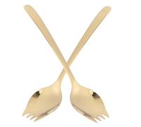 iplusmile 2 piezas Cubertería Acero Inoxidable Spork Multifunción con Mango Tenedor-cuchara para Ensalada Ramen Camping y Postres Resistente y Fácil de Limpiar