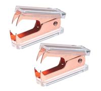 iplusmile 2 piezas Extractor de Grapas Ergonómico de Oficina Diseño Compacto y Cómodo Herramienta Portátil para Retirar Grapas con Facilidad de Unidades Color Rosa Dorado