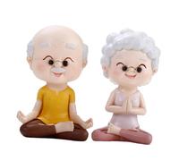 iplusmile 2 Piezas Figura Anciana para Decoración de Tartas Resina Resistente Yoga Romántica para Boda Cumpleaños y Hogar