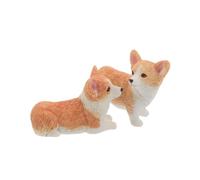 iplusmile 2 Piezas Figura de Resina de Corgi Miniatura Naranja para Decoración de Coche y Escritorio Escultura Animal Vívida y Diseño Creativo