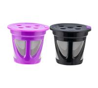 iplusmile 2 piezas Filtro Reutilizable para Cápsulas de Café Espresso de Acero Inoxidable Diseño de Malla Fina con Multi para Filtrado de Colores Morado y Negro Accesorios Prácticos para