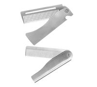 iplusmile 2 piezas Peine para Barba y Bigote de Acero Inoxidable para Hombre Compacto y Portátil para Viaje Peine de Peluquero Mini Resistente y Suave para Peinar Cabello y Facial de Grande