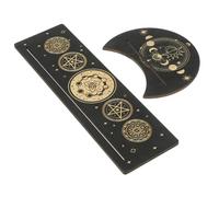 iplusmile 2 piezas Soporte de Madera para Tarjetas de Tarot Base Decorativa con Diseño Lunar y Rectangular Resistente y Compacto para Exhibición y Altar Bandeja de Madera para Cartas de