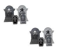 iplusmile 2 Series Decoraciones De Tombstone De Resina Jardín De Halloween Accesorios De Cementerio Fiesta Adorno De Jardín Terroríficos 4 Piezas*2
