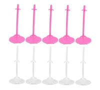 iplusmile 20 Piezas Soporte de Muñecas Soporte Resistente para Exhibición con Unidades Transparentes y Rosas Accesorios para Casita de Muñecas y Miniaturas para Niñas