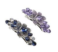 iplusmile 2piezas Pinzas el Cabello con Gemas de Imitación para Mujer Clips Laterales Franceses de Metal Resorte Soporte para Recoger el Cabello de Cristal para Uso Diario y Eventos Esp