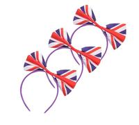 iplusmile 3 Diademas Lazo Grande de Satén Estampado Bandera del Reino Unido para Mujer, Elásticas y Resistentes, para Fiestas de Fin de Año