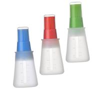 iplusmile 3 Piezas Botellas Dosificadoras de Silicona con Pincel Resistentes al Calor Tapa Sellada Diseño Transparente para Aceite y Condimentos Cocina Bares y Restauración