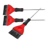 iplusmile 3 piezas Cepillo para Teñir Cabello Profesional con Cerdas Flexibles y Mango de Acero Inoxidable para Peluquería y Uso Personal Color Rojo