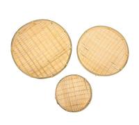 iplusmile 3 Piezas Coladores de Bambú Manual Cestas Redondas para Limpieza de Arroz y Almacenaje Secado y Uso Práctico Cocina